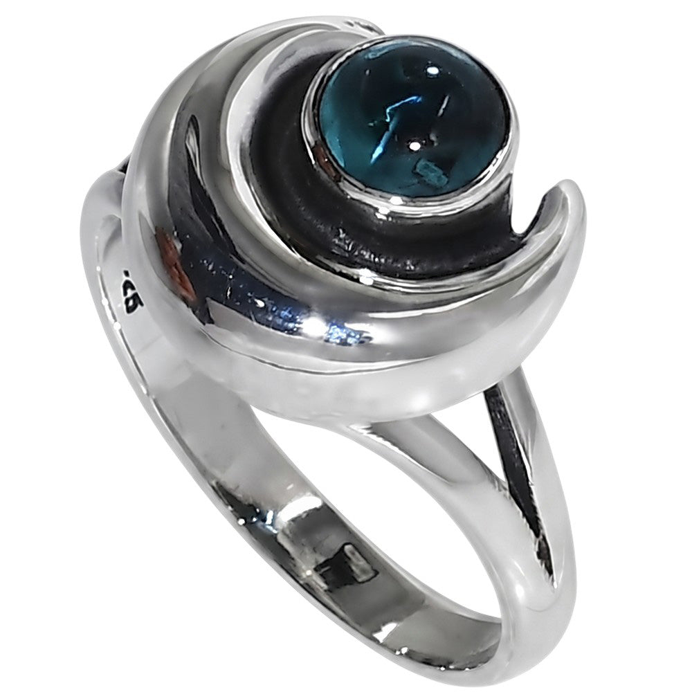 Crescent Moon - London Blue Topaz 925 Sterling Silver Ring Jewelry Size-17 SR01563
