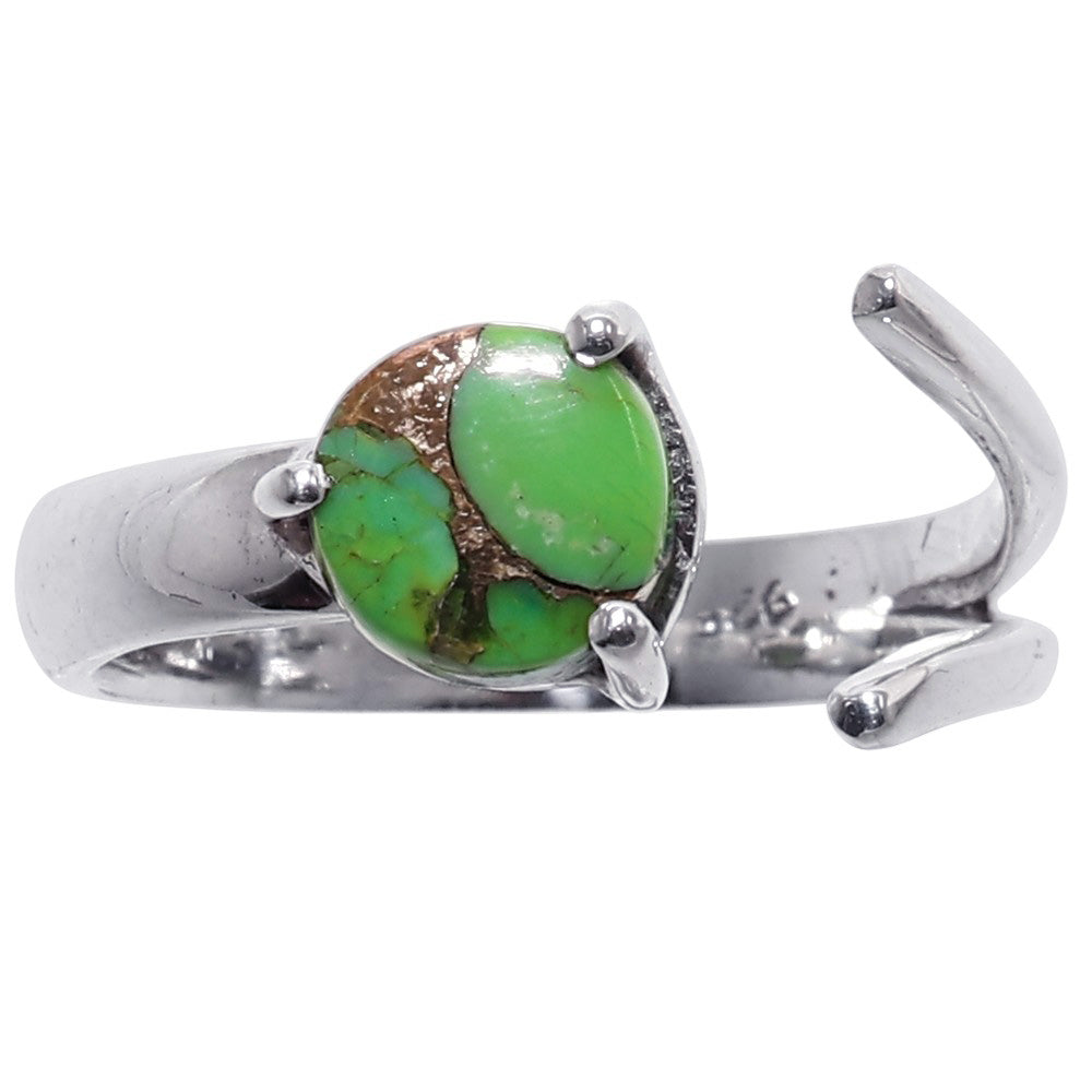 Adjustable - Copper Green Turquoise 925 Sterling Silver Ring Jewelry Size-9 SR01565