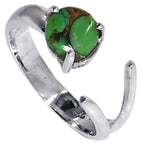 Adjustable - Copper Green Turquoise 925 Sterling Silver Ring Jewelry Size-9 SR01565