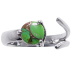 Adjustable - Copper Green Turquoise 925 Sterling Silver Ring Jewelry Size-9 SR01565