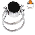 Black Onyx and Sponge Coral 925 Sterling Silver Ring Jewelry Size-13 SR01567