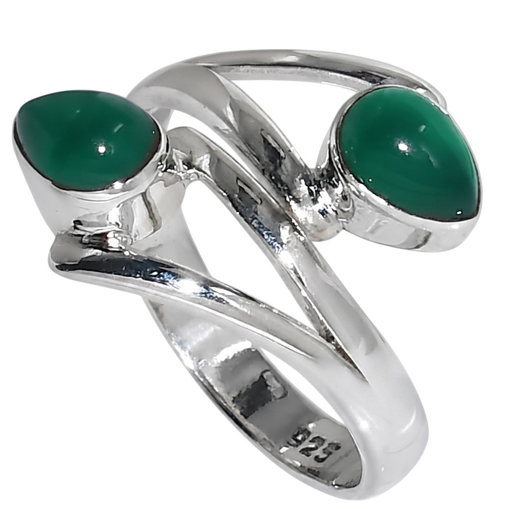 Green Onyx 925 Sterling Silver Ring Jewelry Size-17 SR01569
