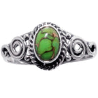 Copper Green Turquoise 925 Sterling Silver Ring Jewelry Size-17 SR01573
