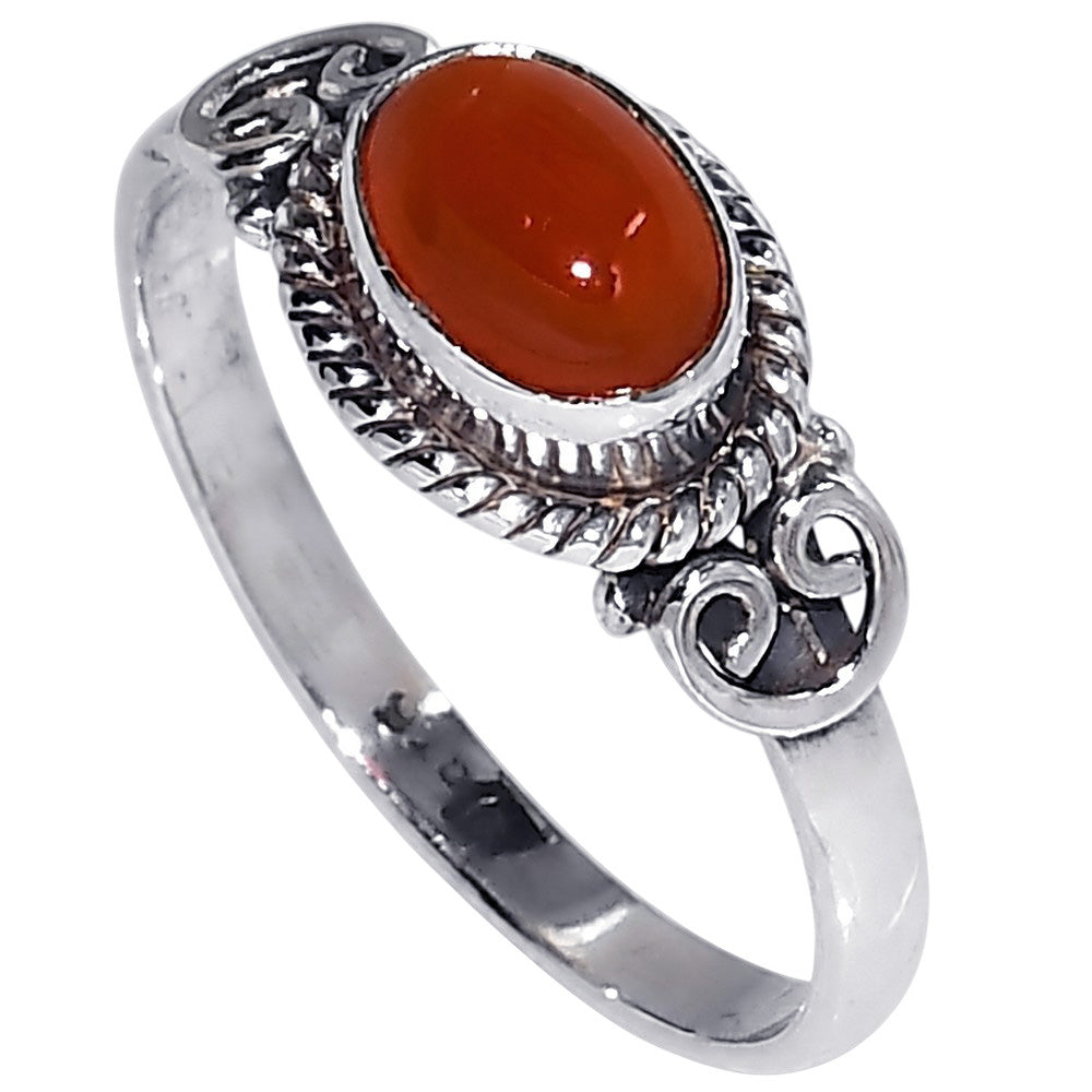 Carnelian 925 Sterling Silver Ring Jewelry Size-17 SR01576