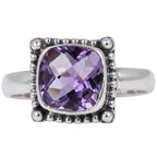 Amethyst Checker Briolette 925 Sterling Silver Ring Jewelry Size-17 SR01578