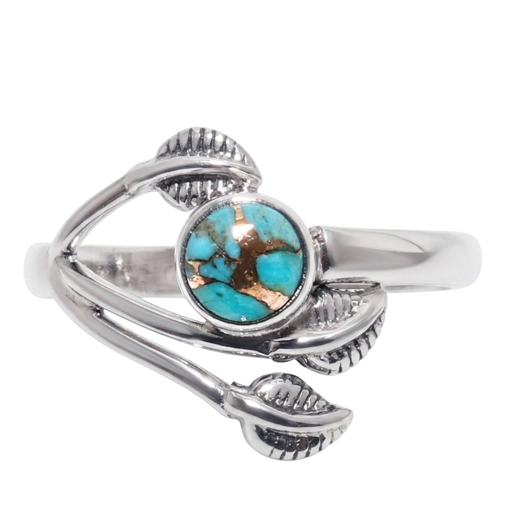 Copper Blue Turquoise 925 Sterling Silver Ring Jewelry Size-20 SR01581