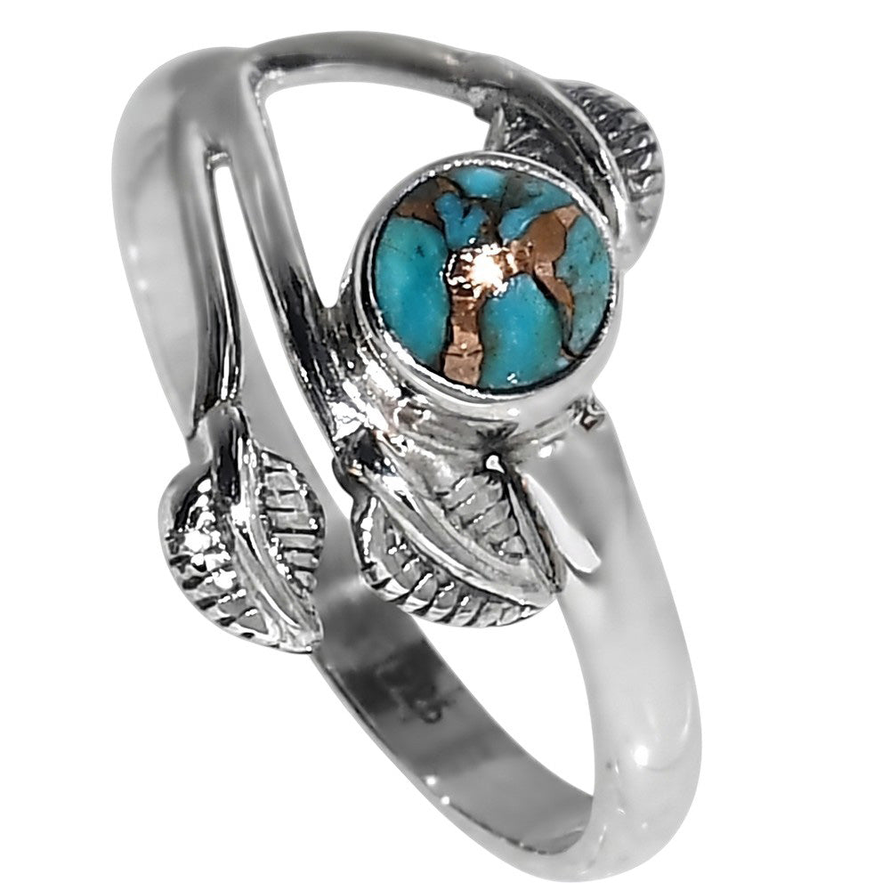 Copper Blue Turquoise 925 Sterling Silver Ring Jewelry Size-20 SR01581