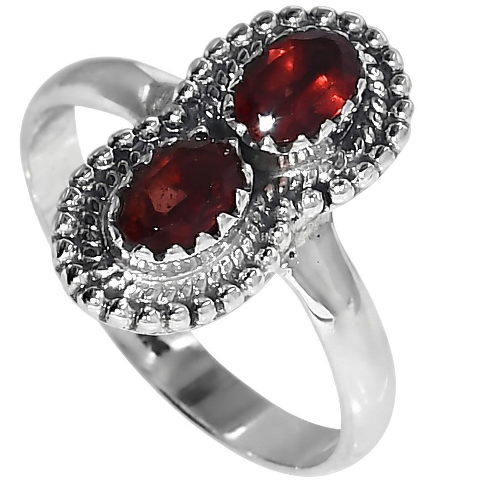 Hessonite Garnet 925 Sterling Silver Ring Jewelry Size-20 SR01583