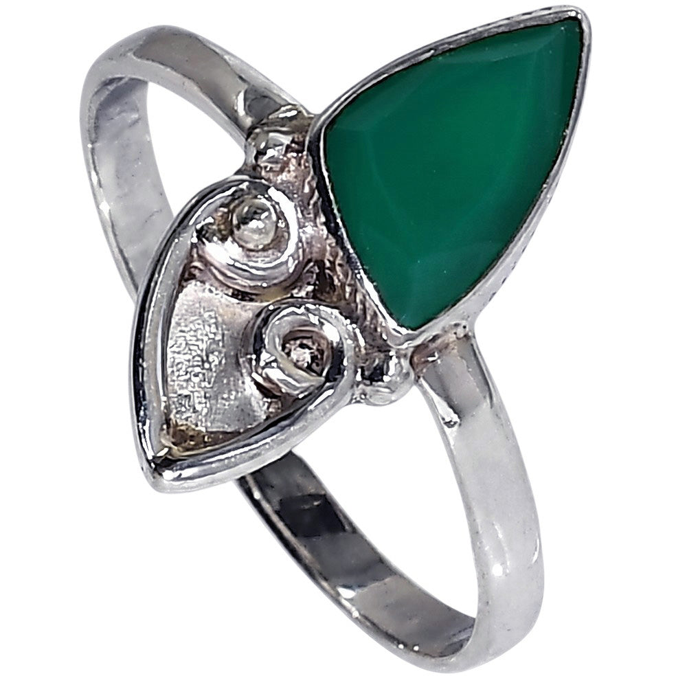 Green Onyx 925 Sterling Silver Ring Jewelry Size-22 SR01584