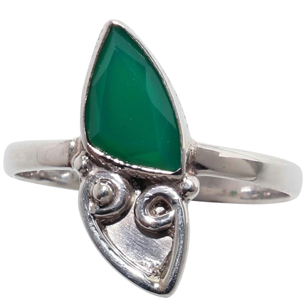 Green Onyx 925 Sterling Silver Ring Jewelry Size-22 SR01584