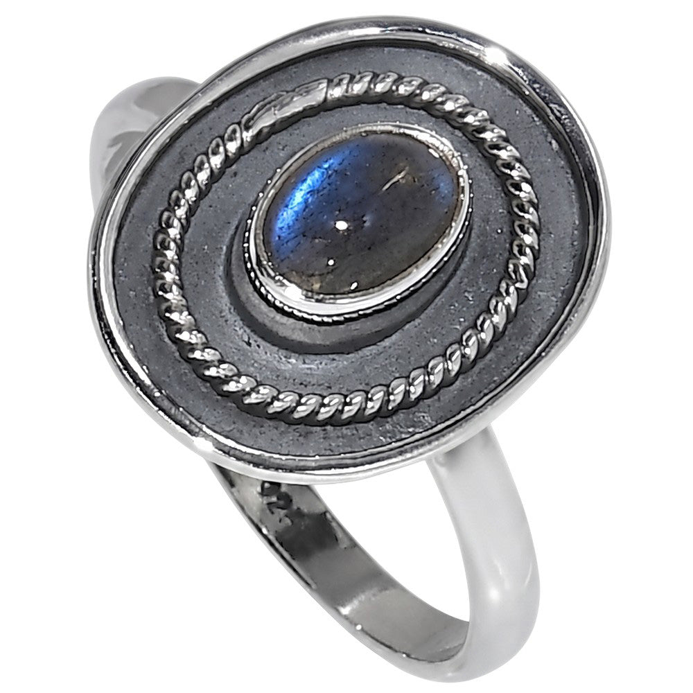 Blue Labradorite 925 Sterling Silver Ring Jewelry Size-20 SR01585