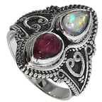 Ethiopian Opal and Multi Tourmaline 925 Sterling Silver Ring Jewelry Size-12 SR01586