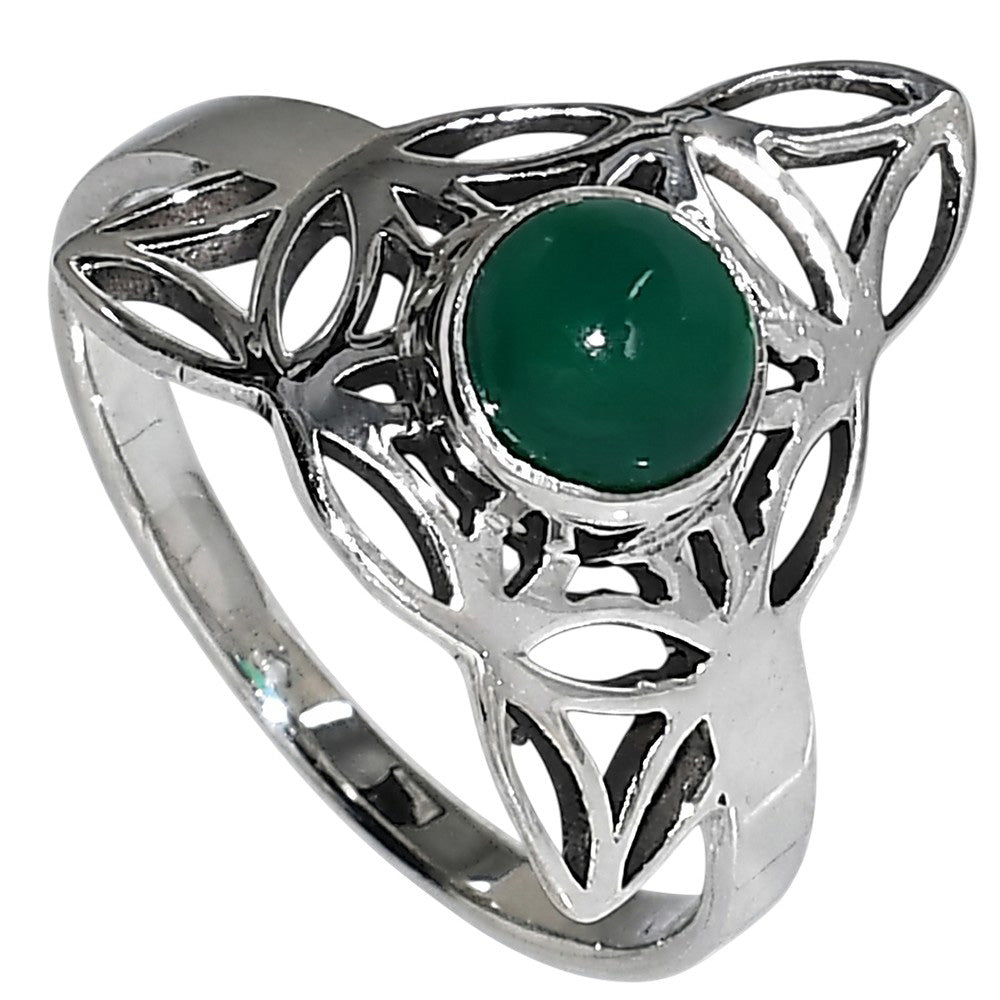 Green Onyx 925 Sterling Silver Ring Jewelry Size-17 SR01587