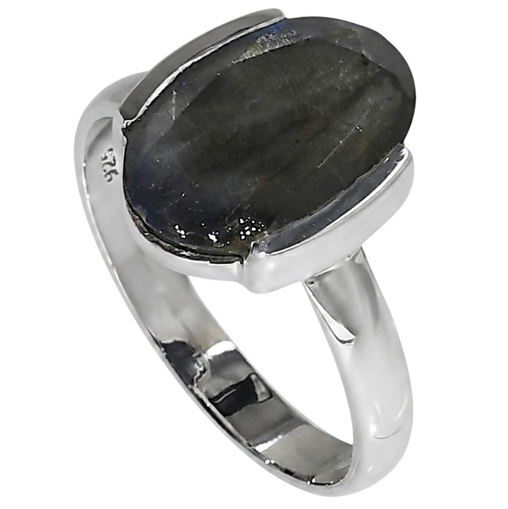 Faceted Blue Labradorite 925 Sterling Silver Ring Jewelry Size-17 SR01588
