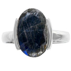 Faceted Blue Labradorite 925 Sterling Silver Ring Jewelry Size-17 SR01588