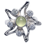 Prehnite and White Zircon 925 Sterling Silver Ring Jewelry Size-16 SR01591