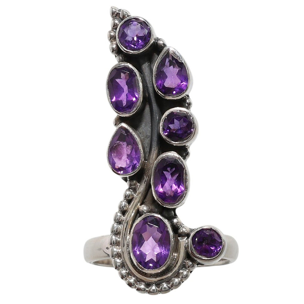 African Amethyst 925 Sterling Silver Ring Jewelry Size-17 SR01593