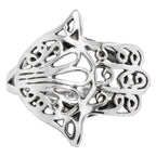 Hamsa Hand 925 Sterling Silver Ring Jewelry Size-14 SR01596