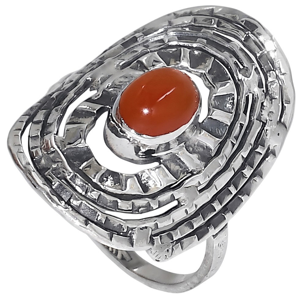 Carnelian 925 Sterling Silver Ring Jewelry Size-21 SR01598