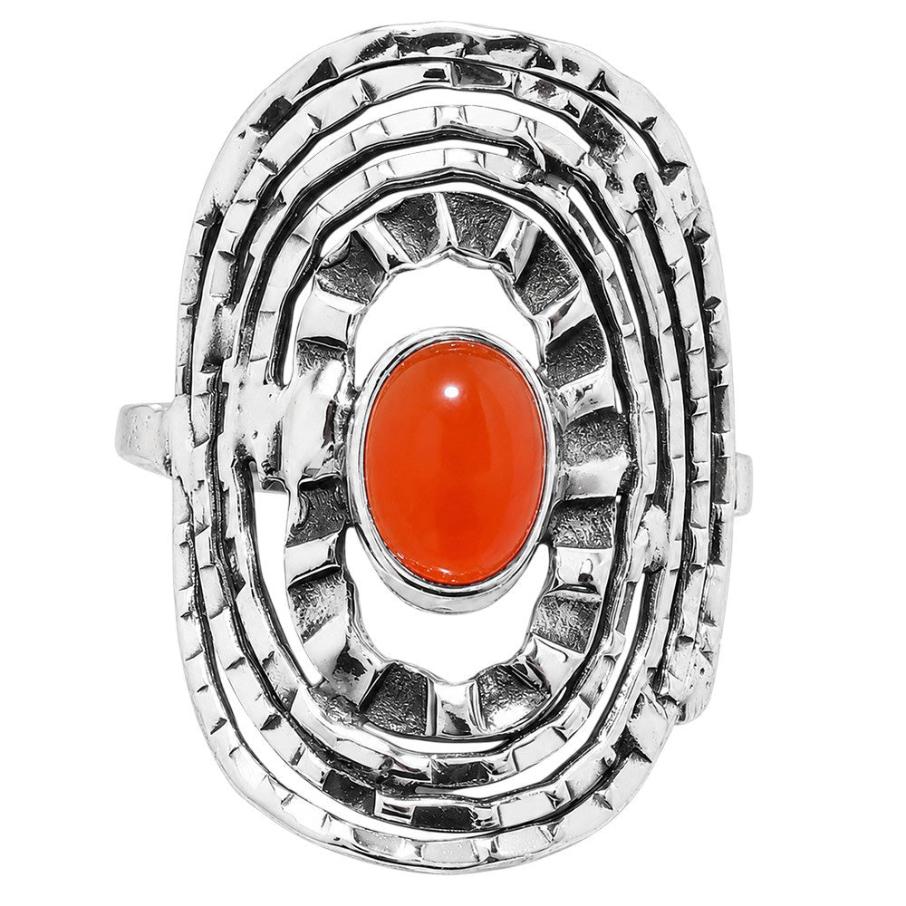 Carnelian 925 Sterling Silver Ring Jewelry Size-21 SR01598