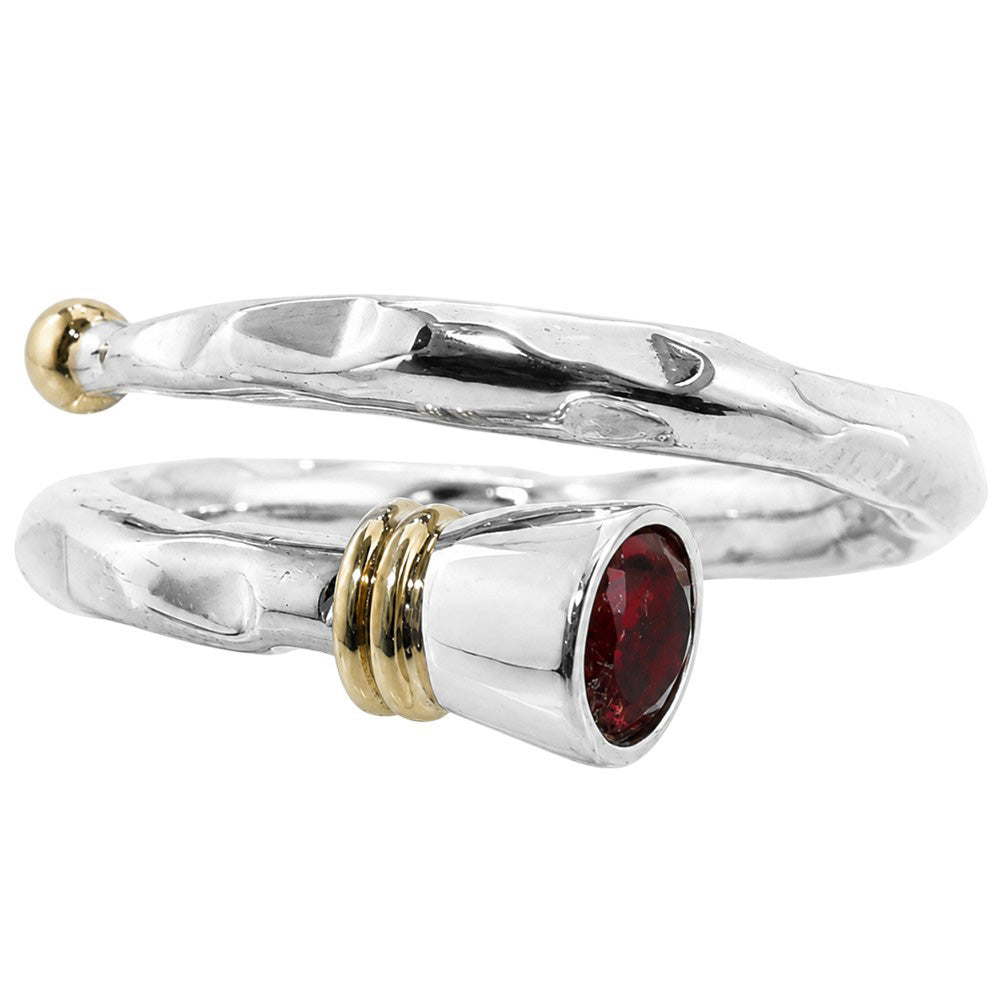 Two Tone - Hessonite Garnet 925 Sterling Silver Ring Jewelry Size-20 SR01600