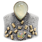 Two Tone - Prehnite and Ethiopian Opal 925 Sterling Silver Ring Jewelry Size-16 SR01607