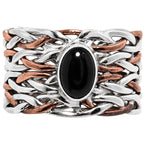 Two Tone - Black Onyx 925 Sterling Silver Ring Jewelry Size-13 SR01608