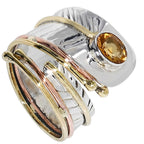 Two Tone - Citrine 925 Sterling Silver Ring Jewelry Size-20 SR01610