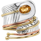 Two Tone - Citrine 925 Sterling Silver Ring Jewelry Size-20 SR01610