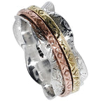 Two Tone - Spinner 925 Sterling Silver Ring Jewelry Size-20 SR01611