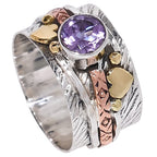 Two Tone - Amethyst 925 Sterling Silver Ring Jewelry Size-14 SR01612