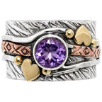 Two Tone - Amethyst 925 Sterling Silver Ring Jewelry Size-14 SR01612