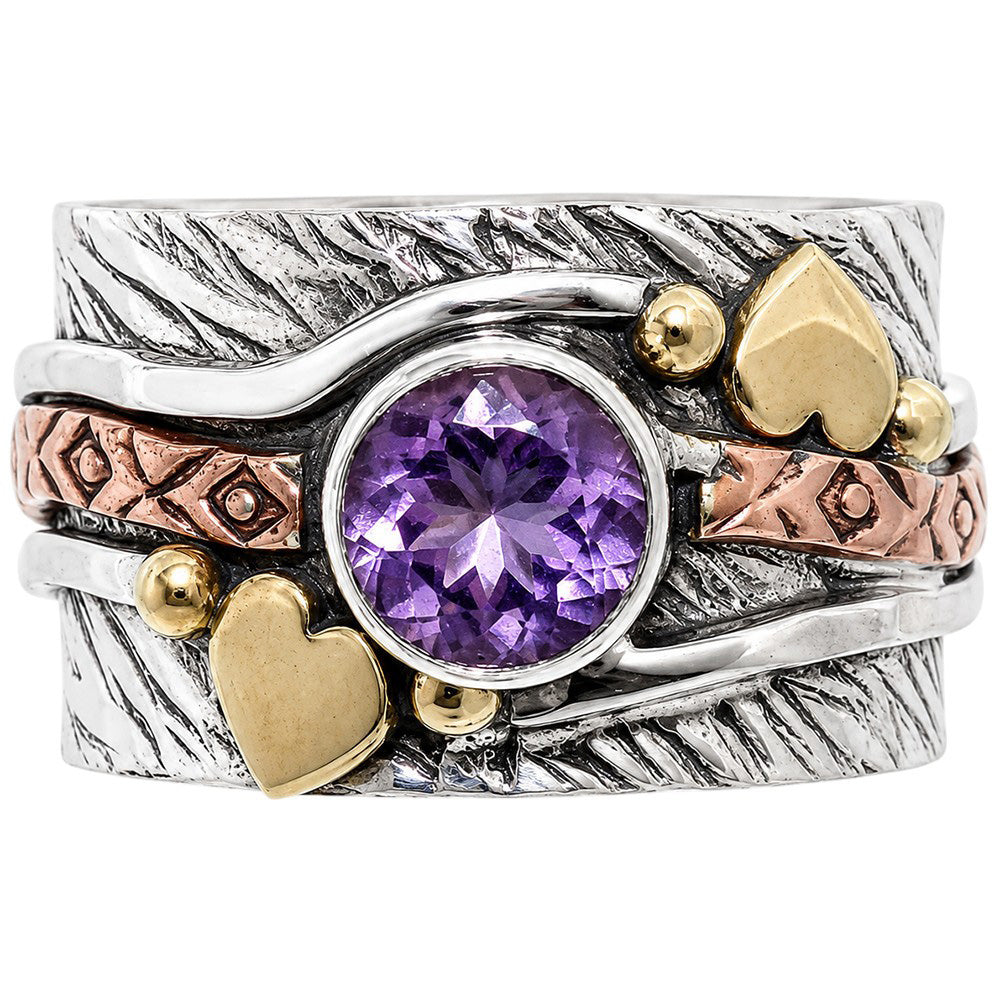Two Tone - Amethyst 925 Sterling Silver Ring Jewelry Size-14 SR01612