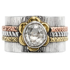 Two Tone - Herkimer Diamond 925 Sterling Silver Ring Jewelry Size-20 SR01614