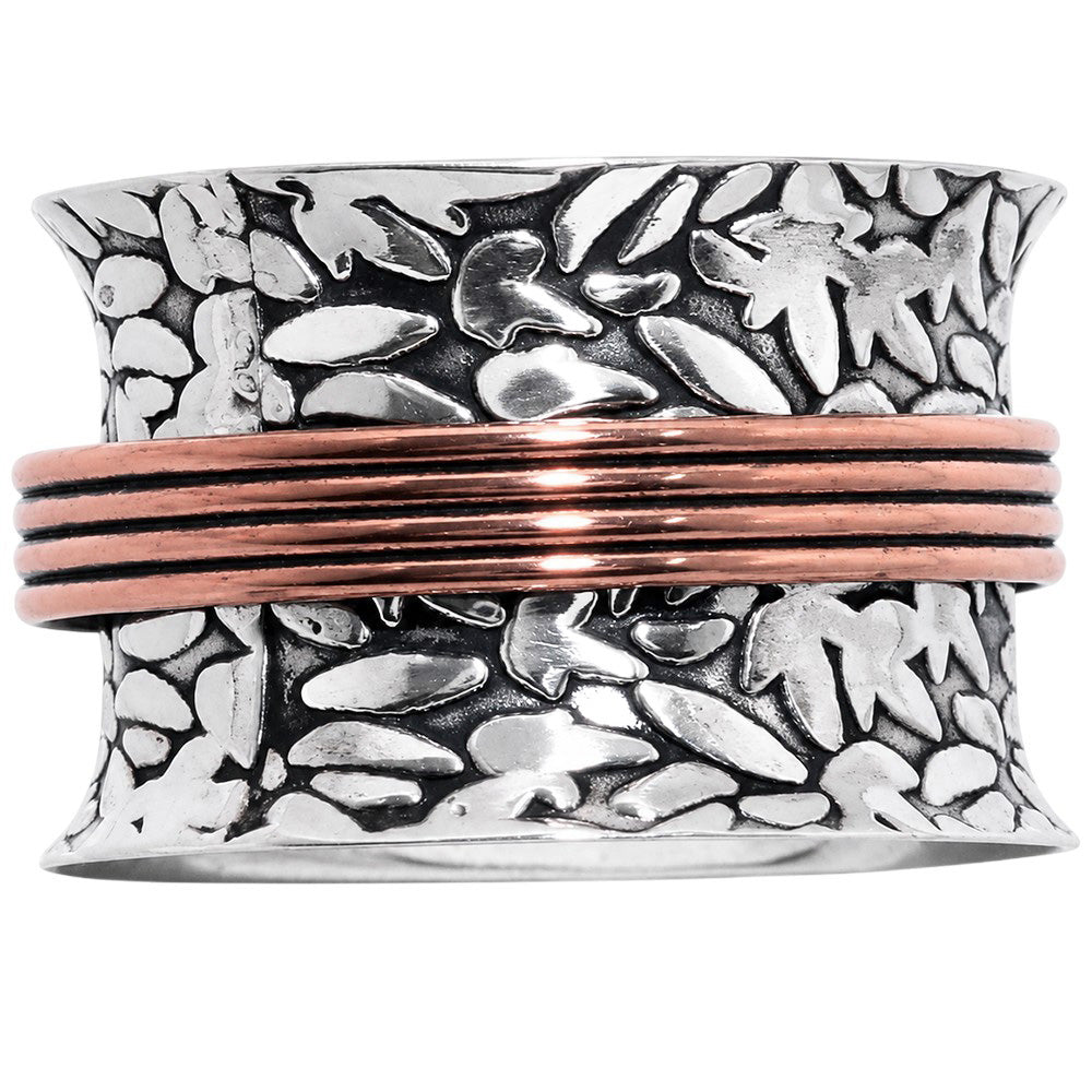 Two Tone - Spinner 925 Sterling Silver Ring Jewelry Size-14 SR01616