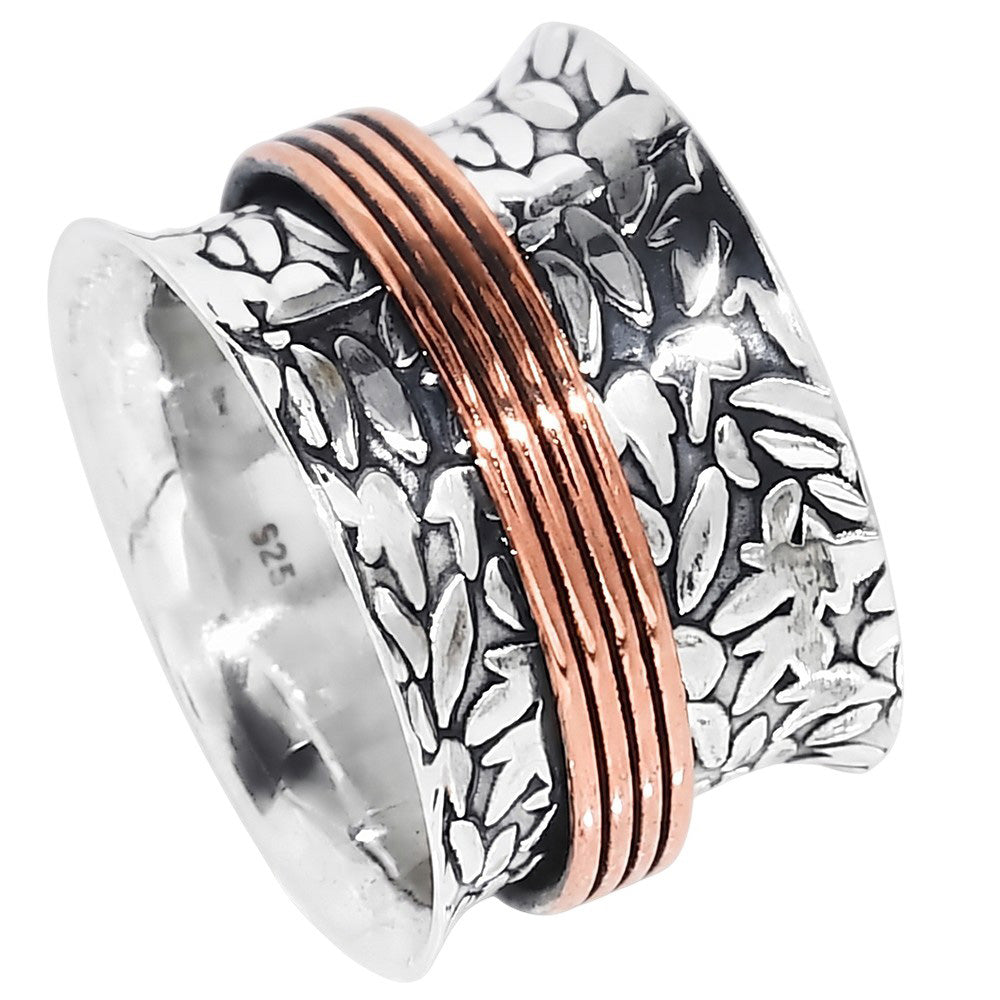 Two Tone - Spinner 925 Sterling Silver Ring Jewelry Size-14 SR01616