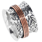 Two Tone - Spinner 925 Sterling Silver Ring Jewelry Size-14 SR01616