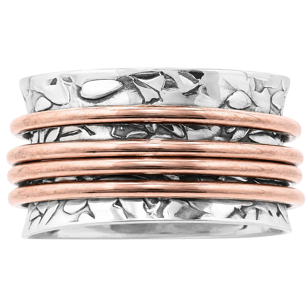 Two Tone - Spinner 925 Sterling Silver Ring Jewelry Size-18 SR01617