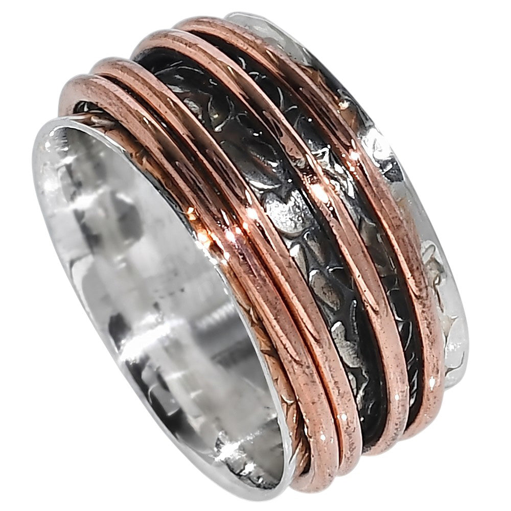 Two Tone - Spinner 925 Sterling Silver Ring Jewelry Size-18 SR01617
