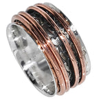 Two Tone - Spinner 925 Sterling Silver Ring Jewelry Size-18 SR01617