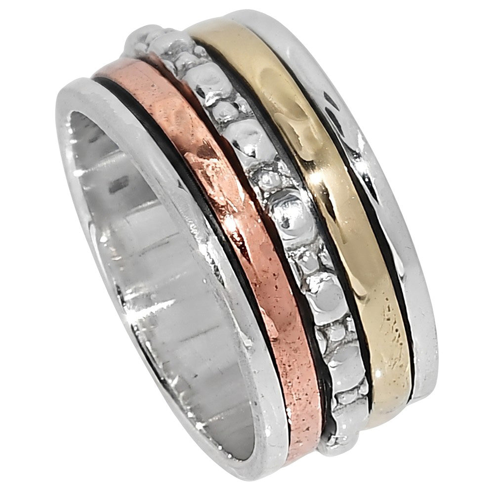 Two Tone - Spinner 925 Sterling Silver Ring Jewelry Size-16 SR01618