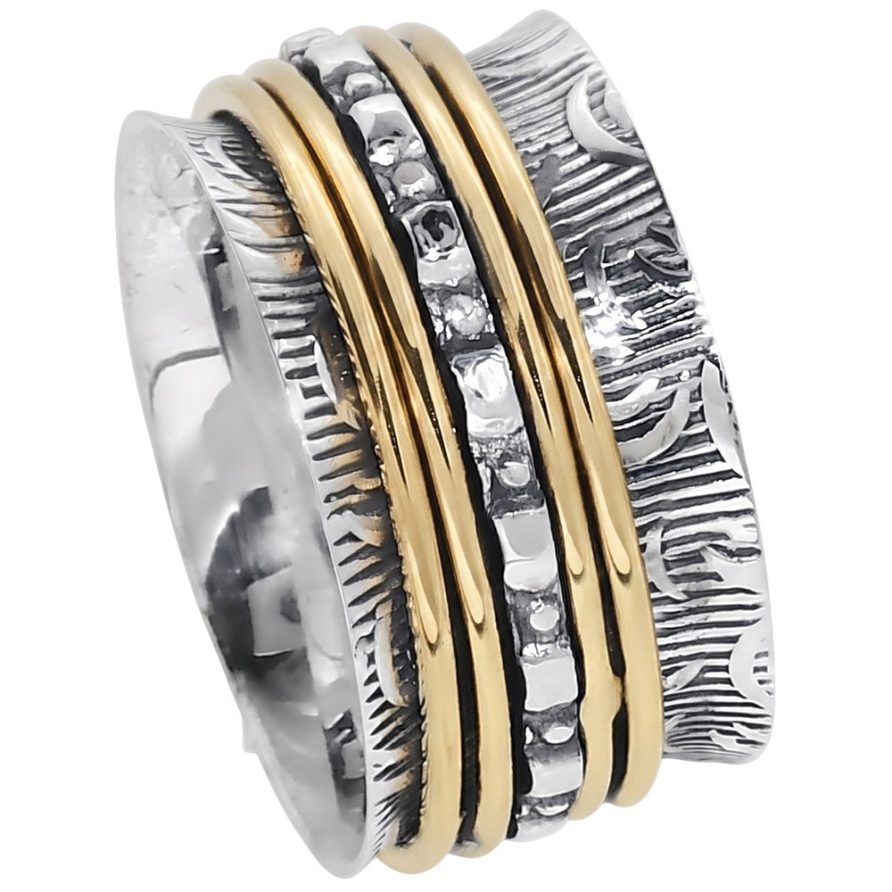 Two Tone - Spinner 925 Sterling Silver Ring Jewelry Size-18 SR01619