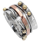 Two Tone - Spinner 925 Sterling Silver Ring Jewelry Size-13 SR01620