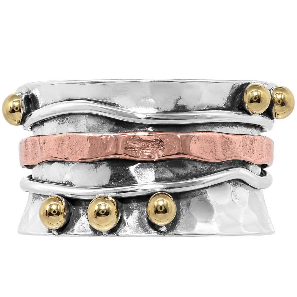 Two Tone - Spinner 925 Sterling Silver Ring Jewelry Size-13 SR01620