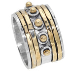 Two Tone - Spinner 925 Sterling Silver Ring Jewelry Size-16 SR01621