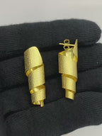 Fashionable 18K Gold Plated Twisted Ribbon Earrings for Ethnic & Western Wear BIE1014