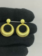 18K Gold Plated Textured Circular Statement Earrings for Women BIE1006