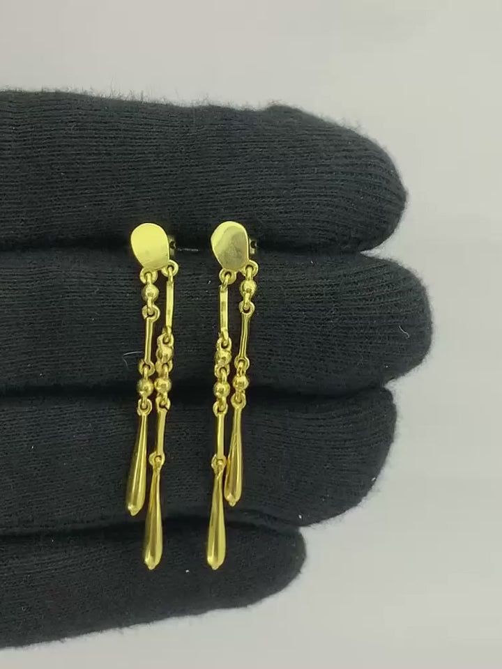18K Gold Plated Geometric Tassel Long Dangle Drop Earrings for Women BIE1005