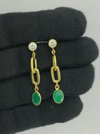 Elegant 18K Gold Plated Colored Gemstone Chain Dangle Earrings BIE1027