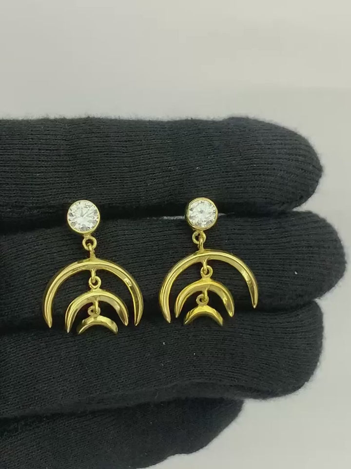Designer 18K Gold Plated White Zircon, Green Onyx, Garnet Stone Statement Earrings for Women & Girls BIE1015